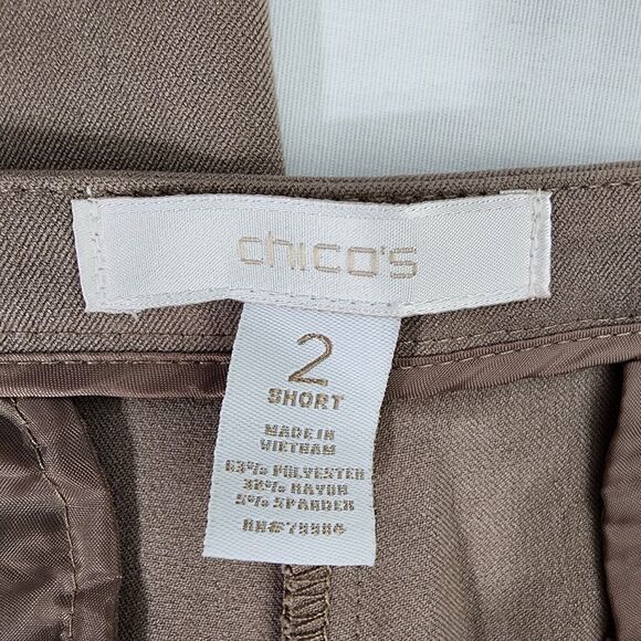 Chico's Womens Dress Pants Size 2 Short US 12 Metro Wide Leg Ultimate Fit Tan - Picture 7 of 8